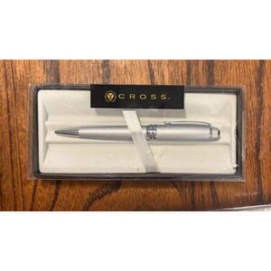 NIB Cross Ballpoint Pen Silver Satin Chrome Gift Boxed New Sealed Never Opened